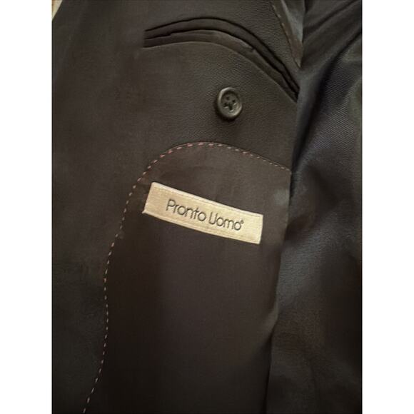 Pronto Uomo Platinum Blazer Men's 52 Reg Black Suit Jacket Sport Coat Wool - Picture 3 of 5